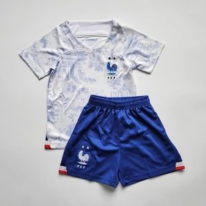 Kids France soccer uniform white jersey set